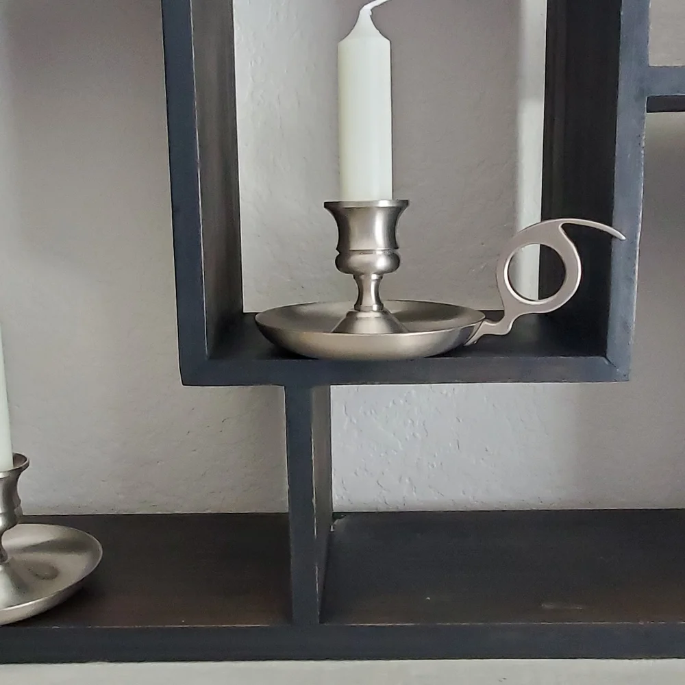 Vintage Early American Pewter Candle Stick Holders, Set of 2, EUC